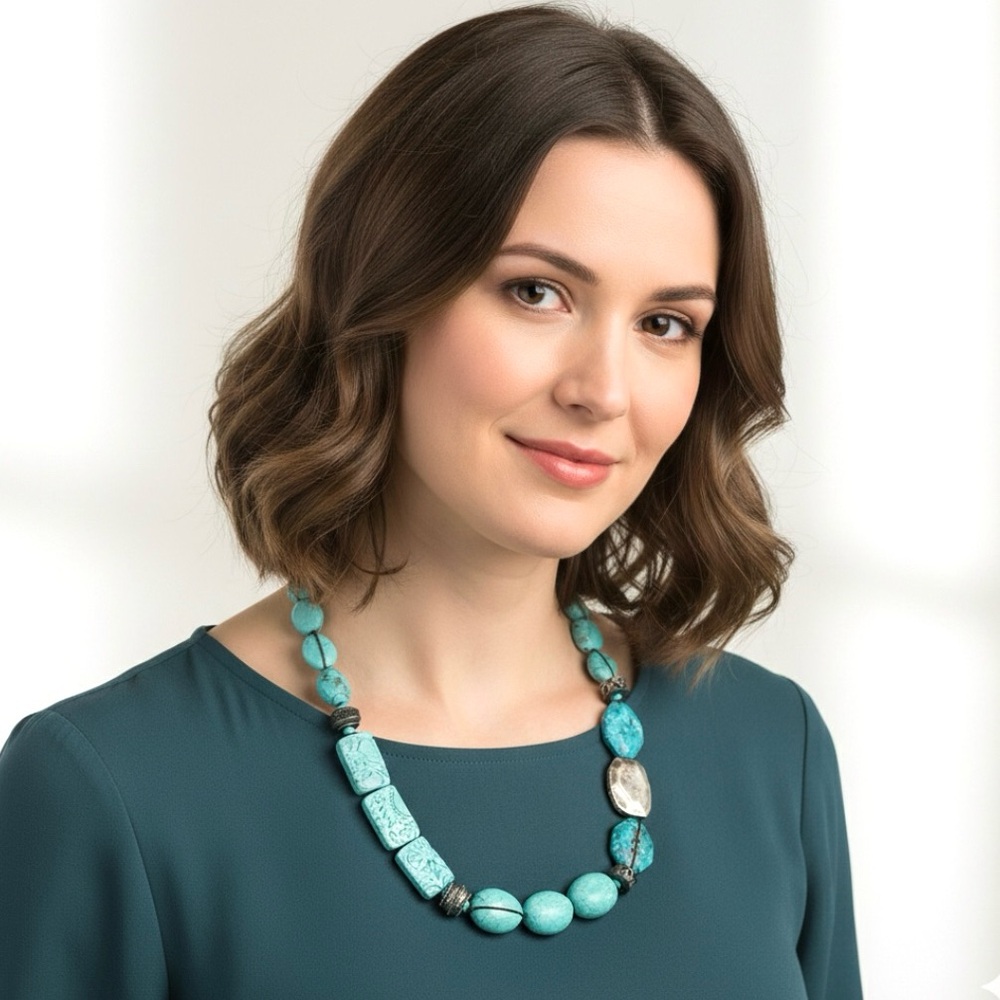 Silpada Retired N2163 Sterling Silver Turquoise Statement Necklace